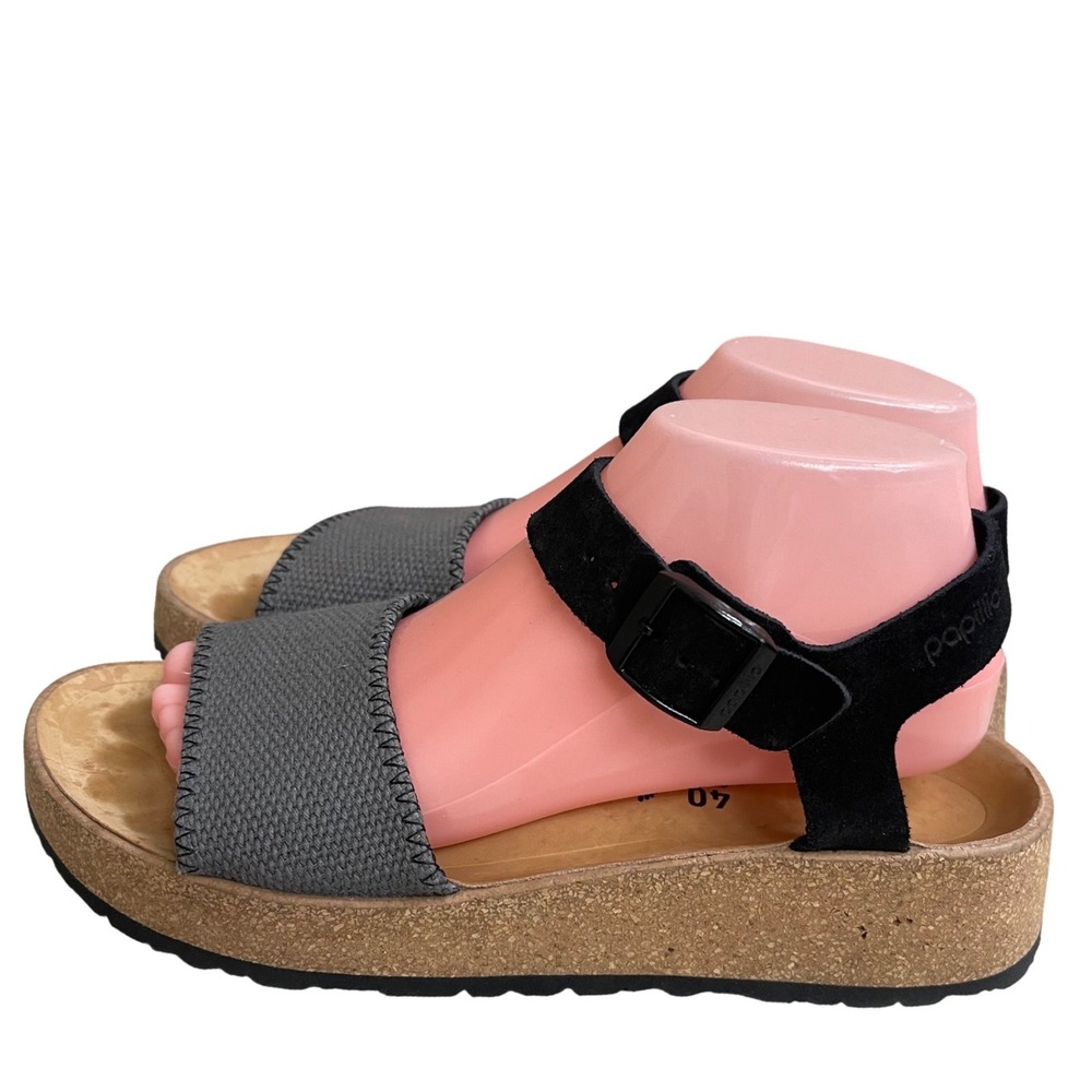 Papillio by Birkenstock Platform Cork Sandals Women's Gray Black Size 40 lady9
